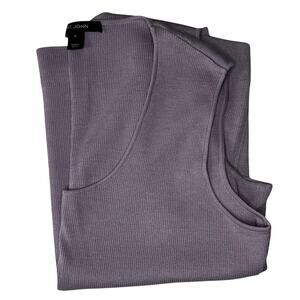 St. John Muted Purple Ribbed Knit Sleeveless Top Size L Minimalist Quietluxury
